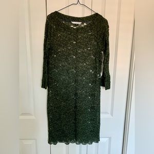 Diane Von Furstenberg green lace dress size 8